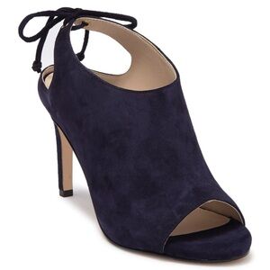 Cole Haan Emmett Suede Bootie Heel 9 Navy Blue Open Toe